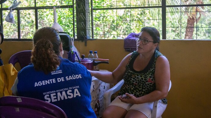 Two women in a rural health facility, Brazil